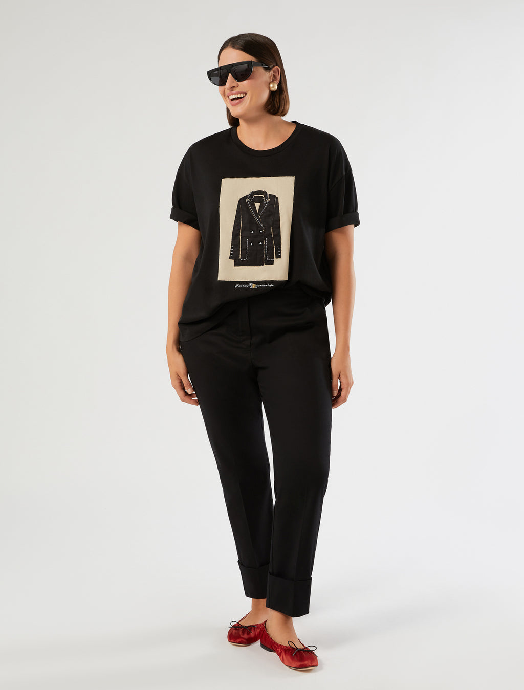 marina rinaldi embroidered jersey t-shirt for woman