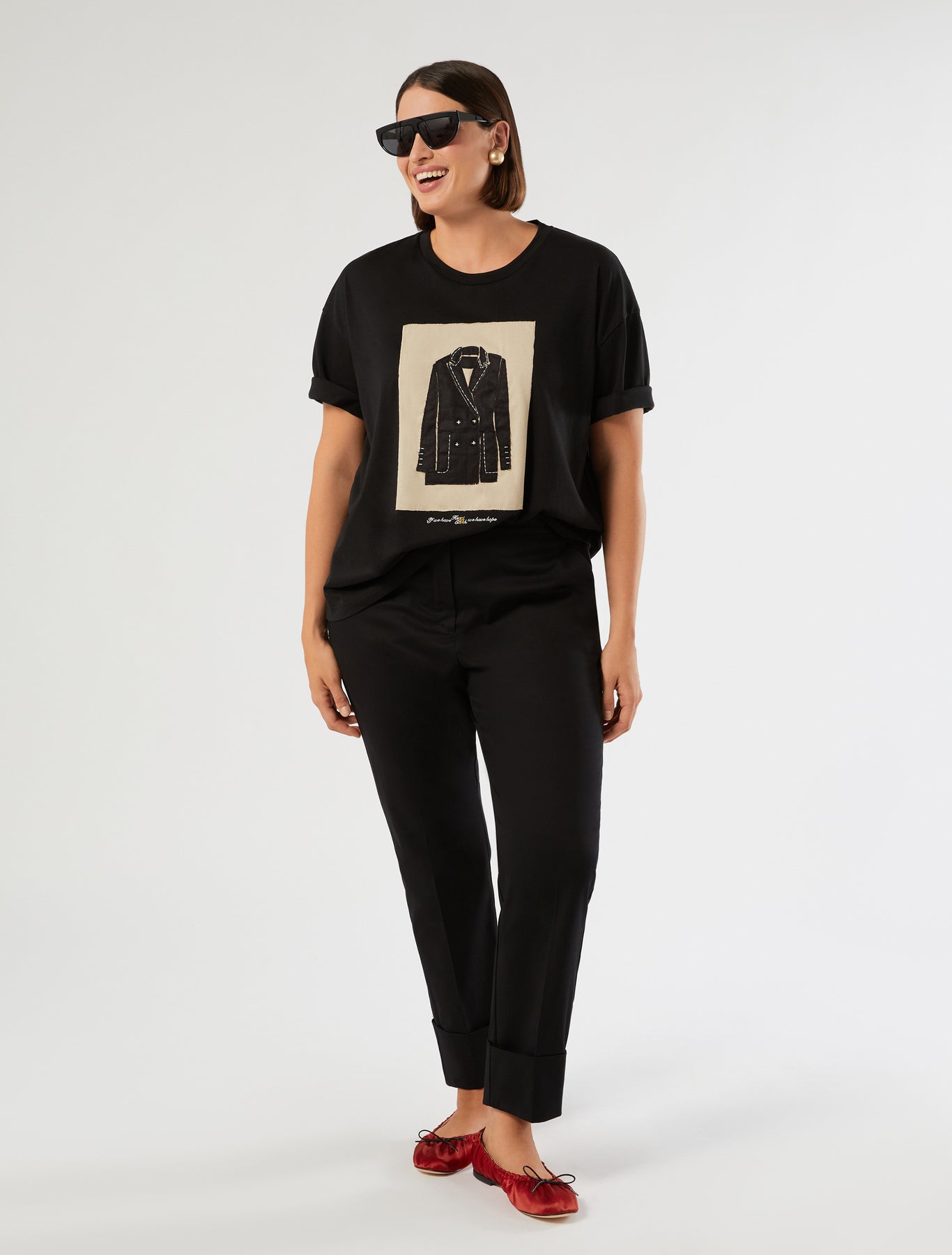 marina rinaldi embroidered jersey t-shirt for woman
