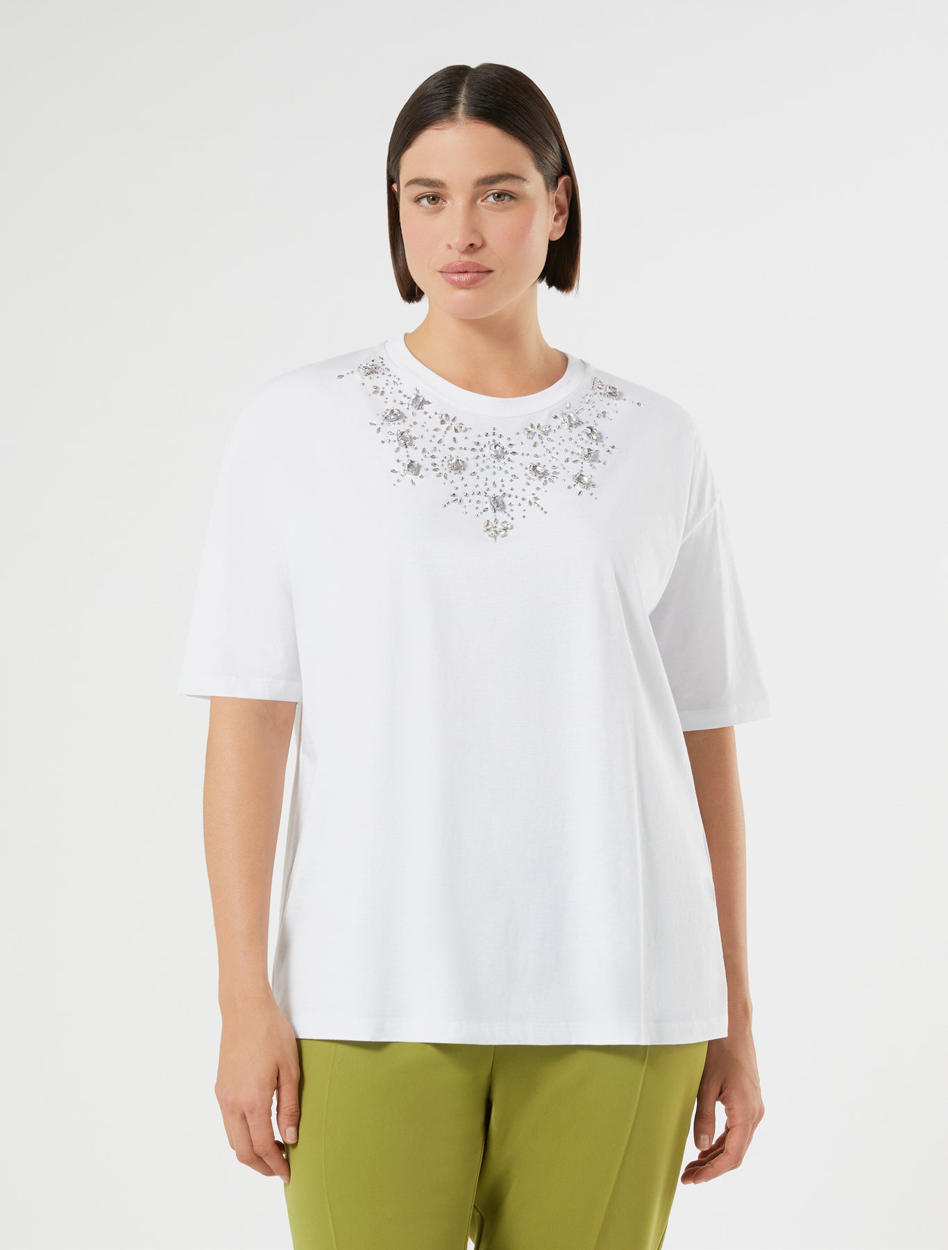 marina rinaldi embroidered jersey t-shirt for woman