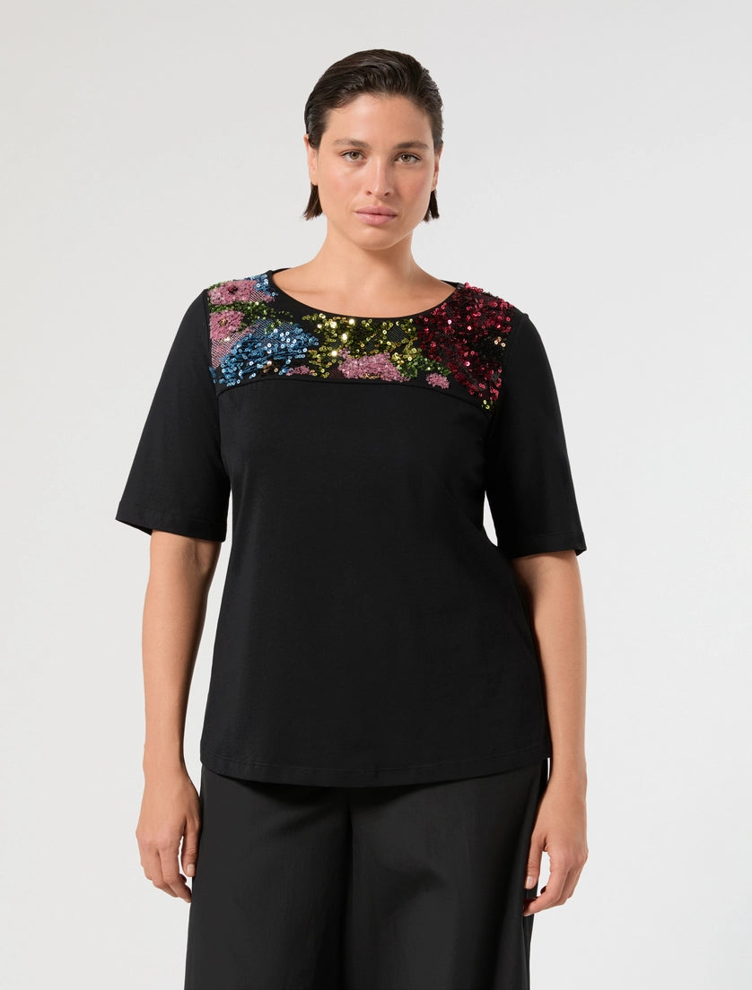 marina rinaldi Embroidered jersey T-shirt