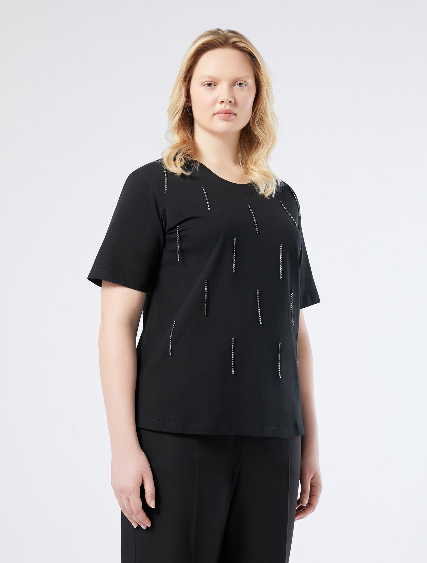 Rhinestone-adorned jersey T-shirt