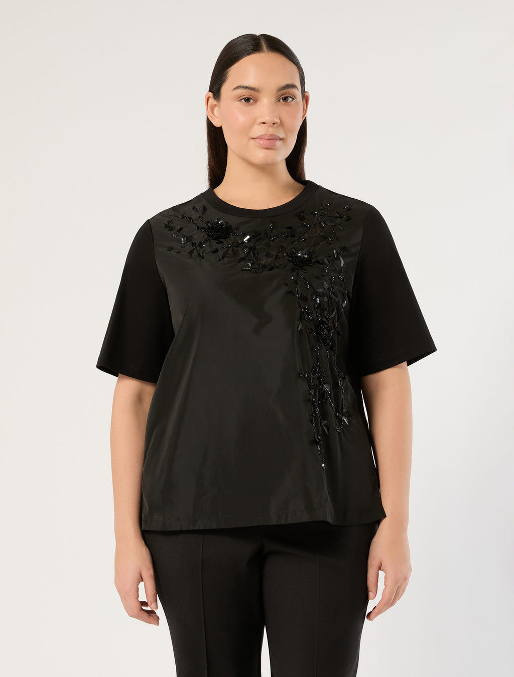 Marina Rinaldi jersey and taffeta t-shirt for woman