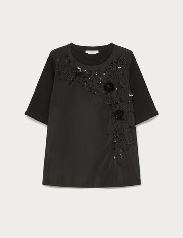 Marina Rinaldi jersey and taffeta t-shirt for woman
