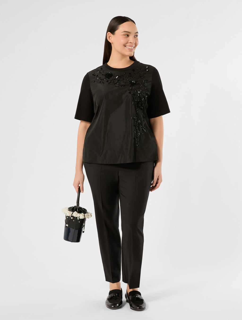 Marina Rinaldi jersey and taffeta t-shirt for woman