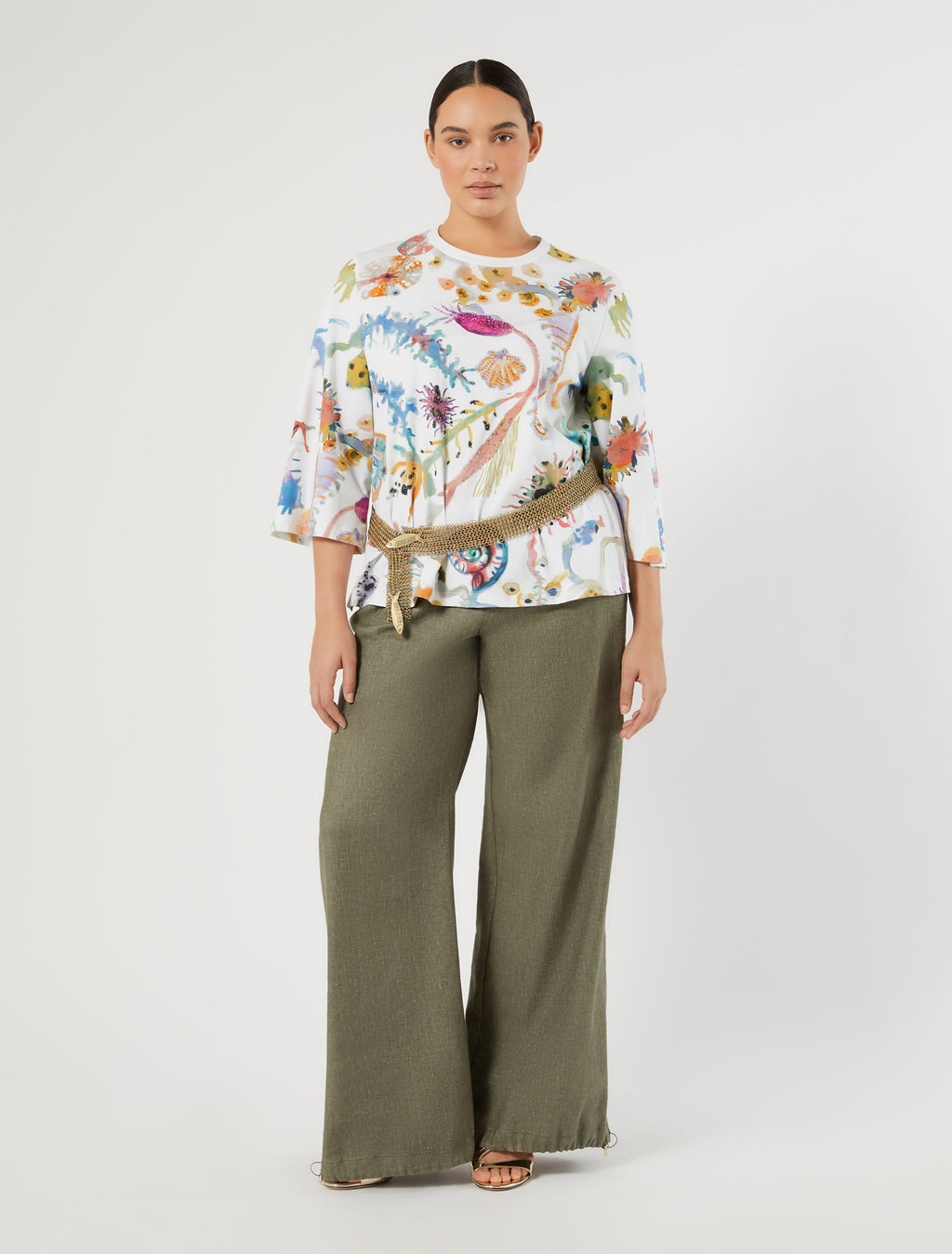 marina rinaldi embroidered jersey t-shirt for woman