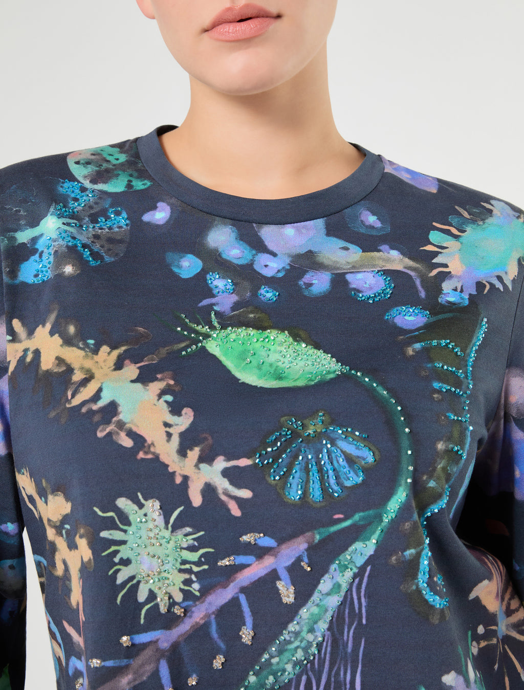 marina rinaldi embroidered jersey t-shirt for woman