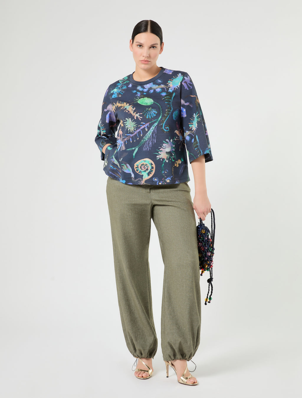 marina rinaldi embroidered jersey t-shirt for woman