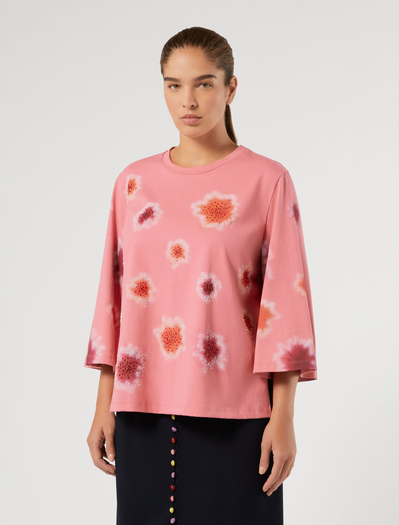 marina rinaldi embroidered jersey t-shirt for woman