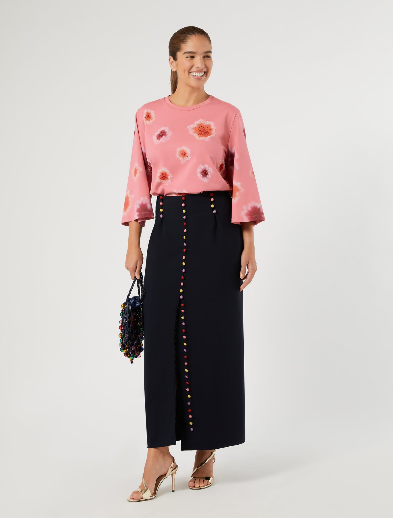 marina rinaldi embroidered jersey t-shirt for woman