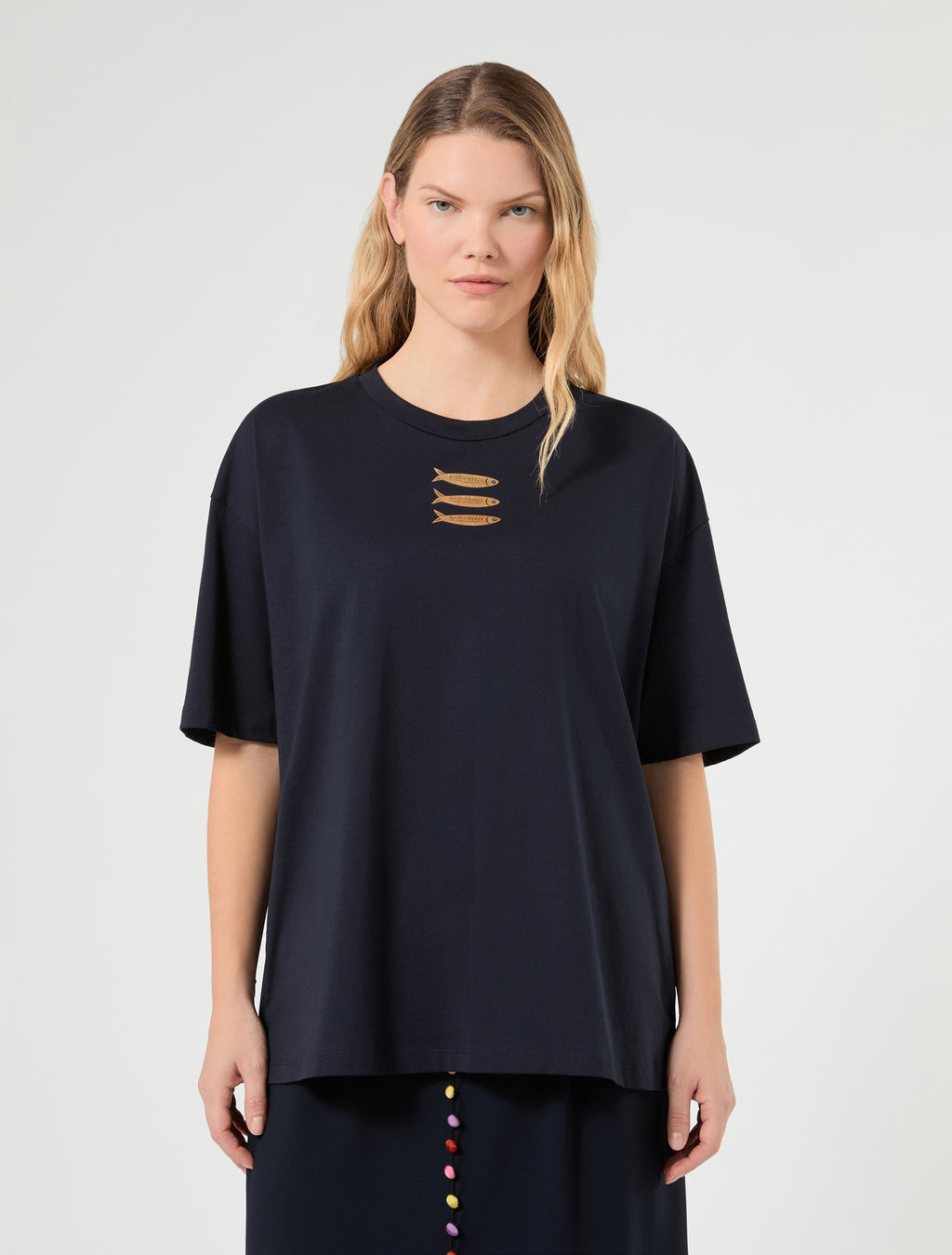 marina rinaldi jersey t-shirt with fish print for woman