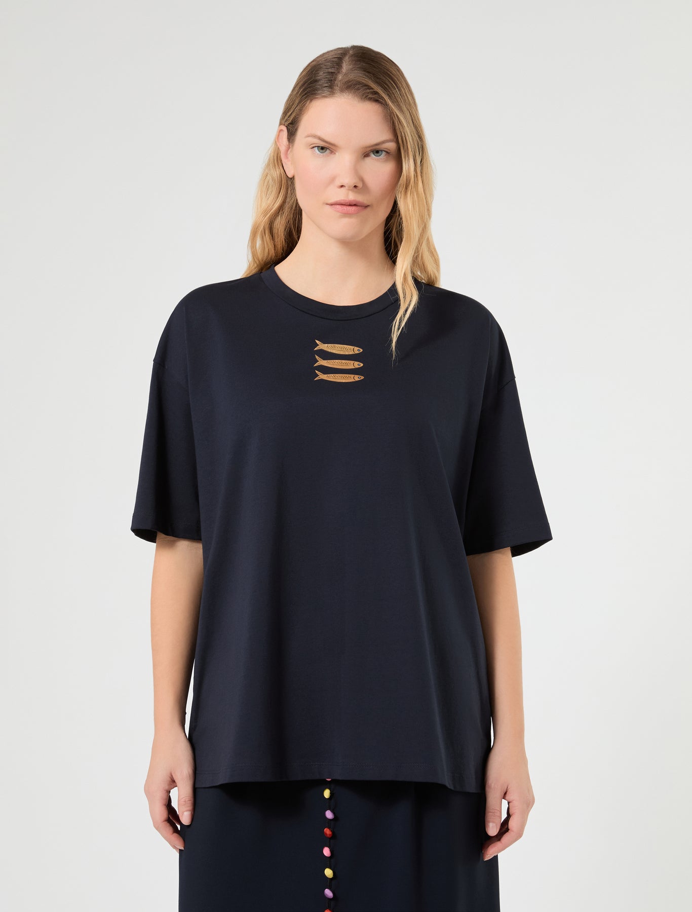marina rinaldi jersey t-shirt with fish print for woman