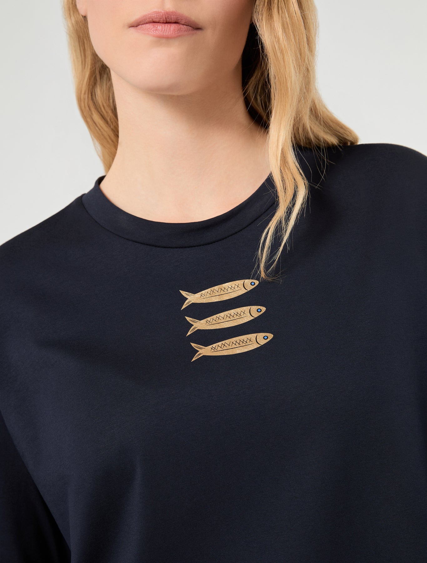 marina rinaldi jersey t-shirt with fish print for woman