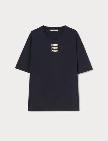 marina rinaldi jersey t-shirt with fish print for woman