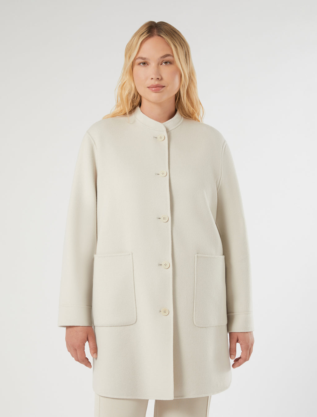 marina rinaldi double-faced wool and cashmere coat for woman