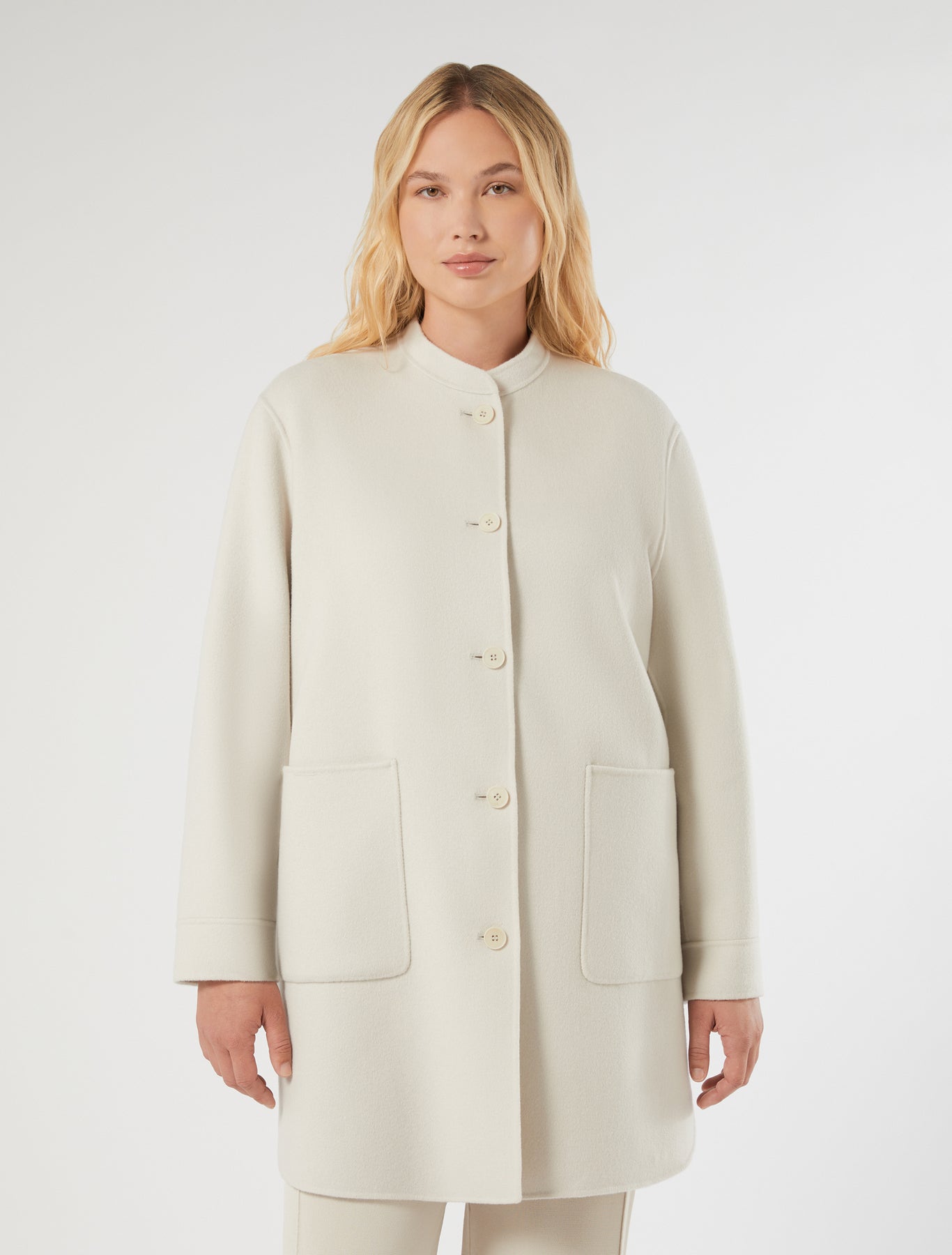 marina rinaldi double-faced wool and cashmere coat for woman