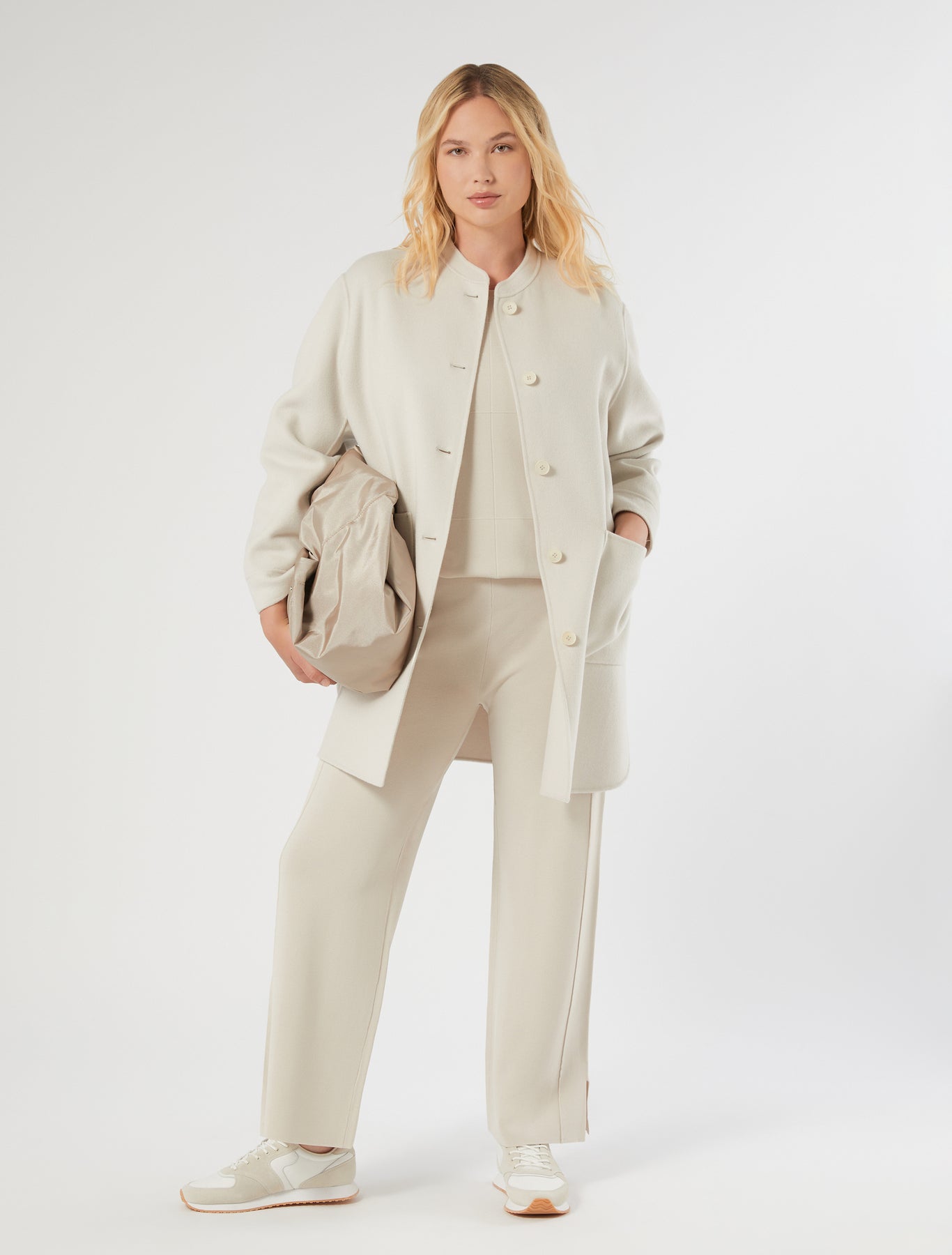 marina rinaldi double-faced wool and cashmere coat for woman