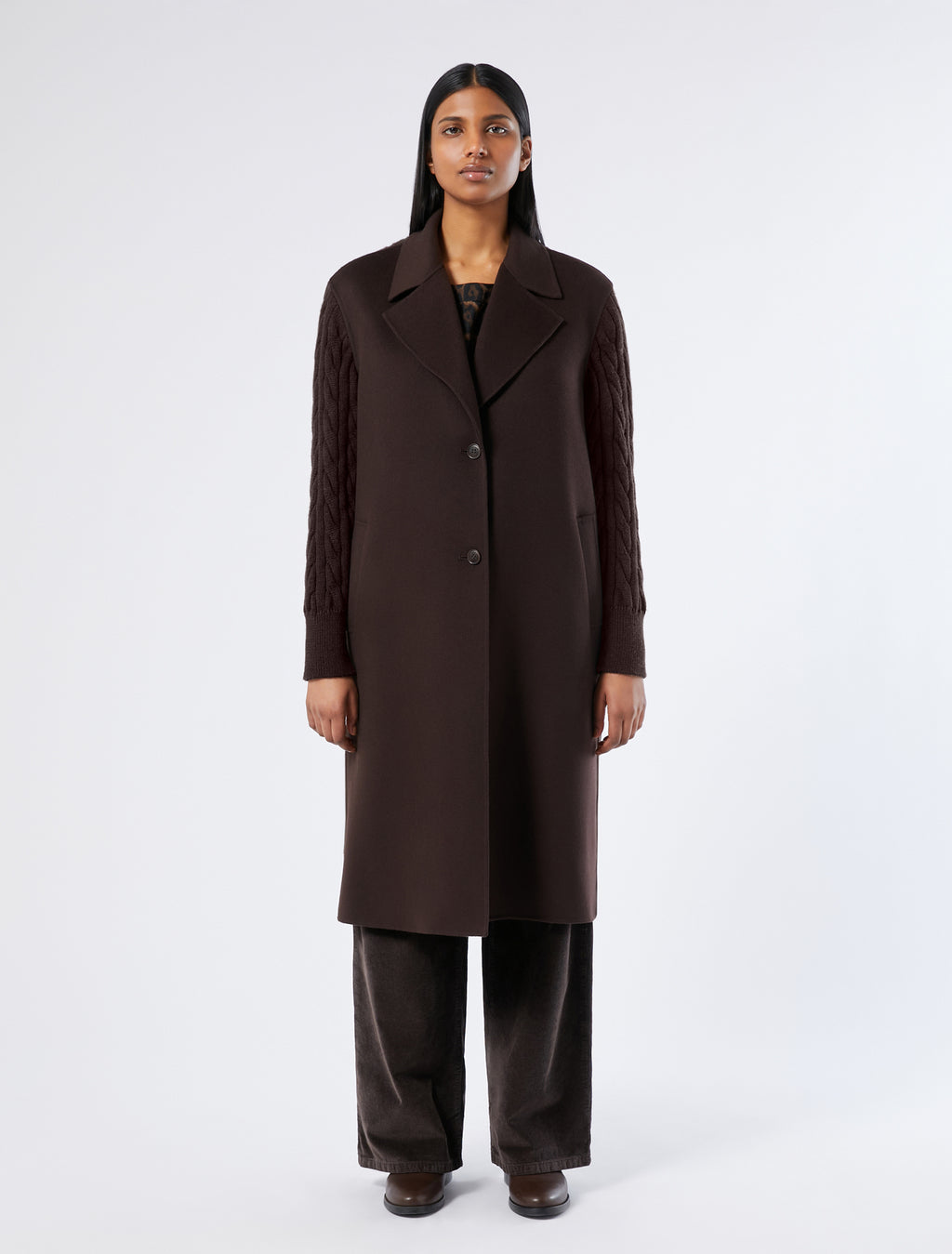 marina rinaldi double-faced wool-blend coat for woman
