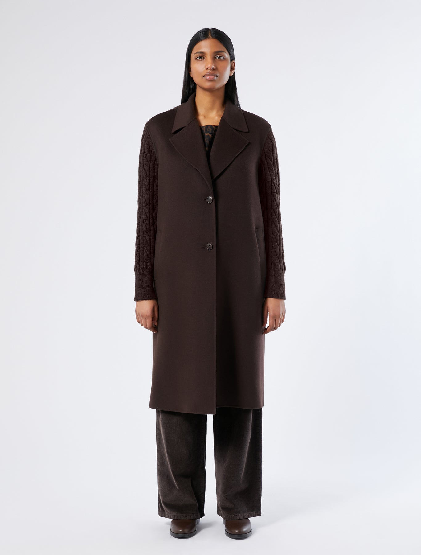 marina rinaldi double-faced wool-blend coat for woman