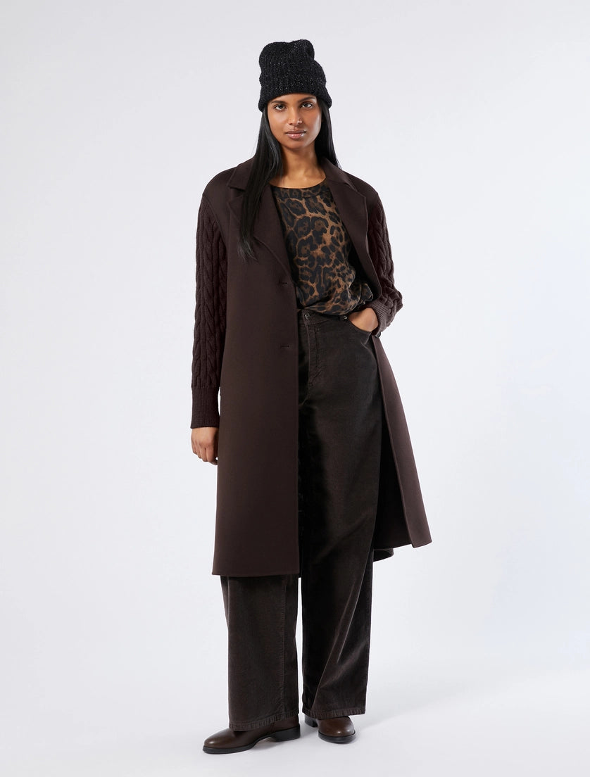 Double-faced wool-blend coat