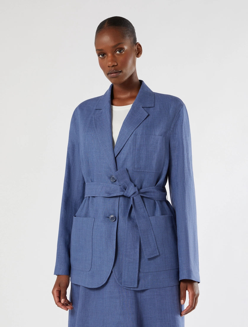 marina rinaldi open jacket in washed linen for woman
