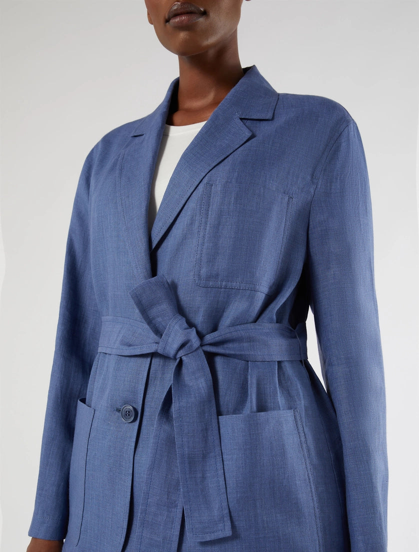 marina rinaldi open jacket in washed linen for woman