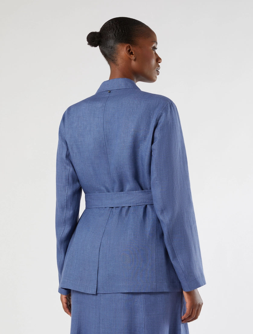 marina rinaldi open jacket in washed linen for woman