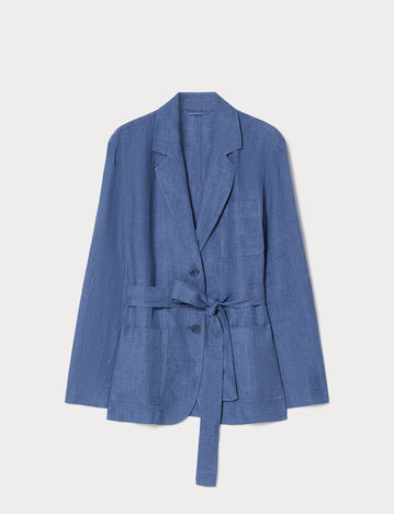marina rinaldi open jacket in washed linen for woman