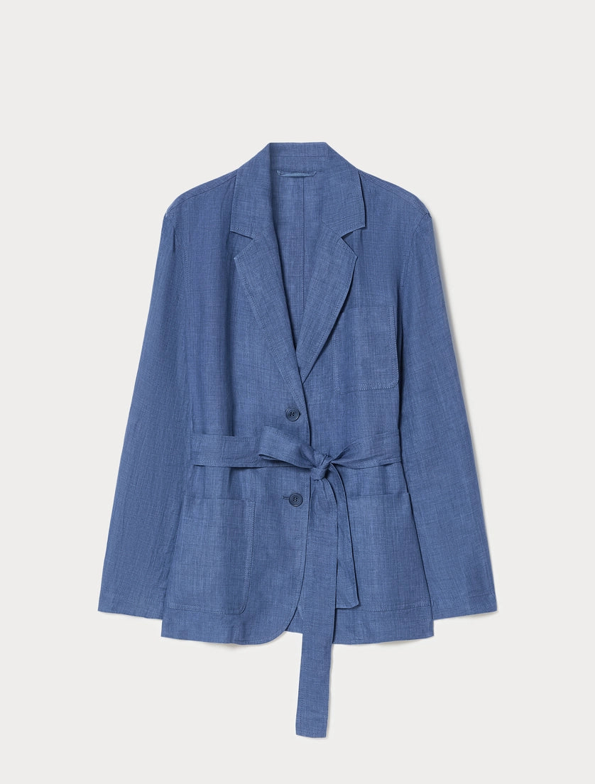 marina rinaldi open jacket in washed linen for woman