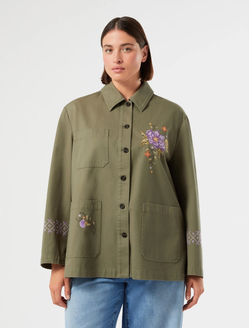 marina rinaldi embroidered gabardine jacket for woman