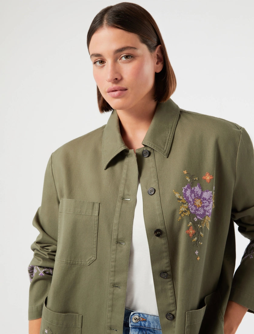 marina rinaldi embroidered gabardine jacket for woman