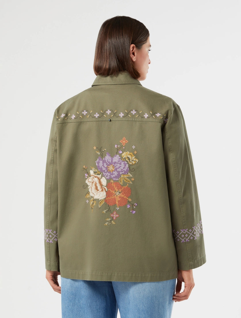 marina rinaldi embroidered gabardine jacket for woman