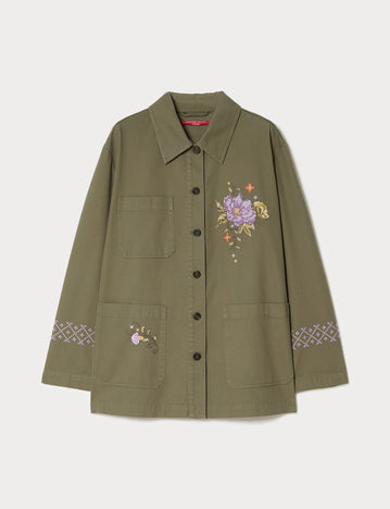 marina rinaldi embroidered gabardine jacket for woman