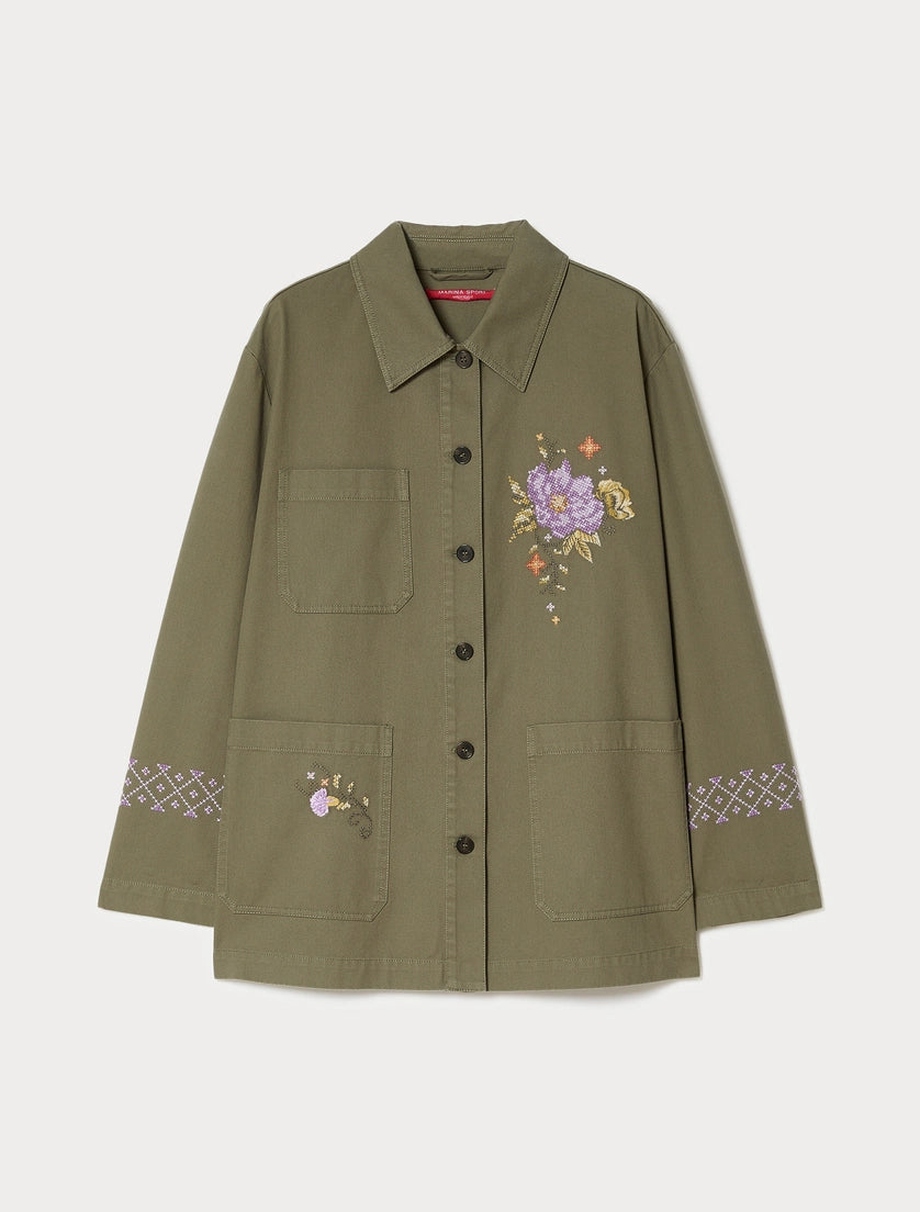 marina rinaldi embroidered gabardine jacket for woman