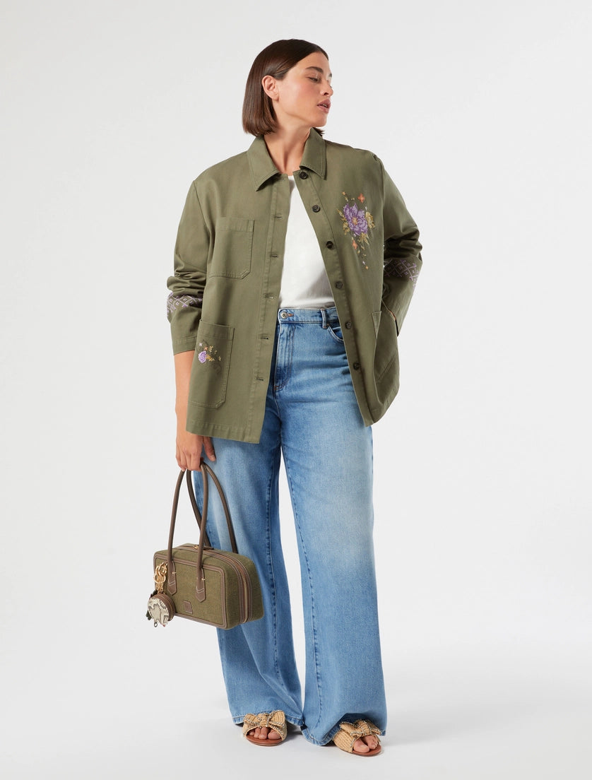 marina rinaldi embroidered gabardine jacket for woman