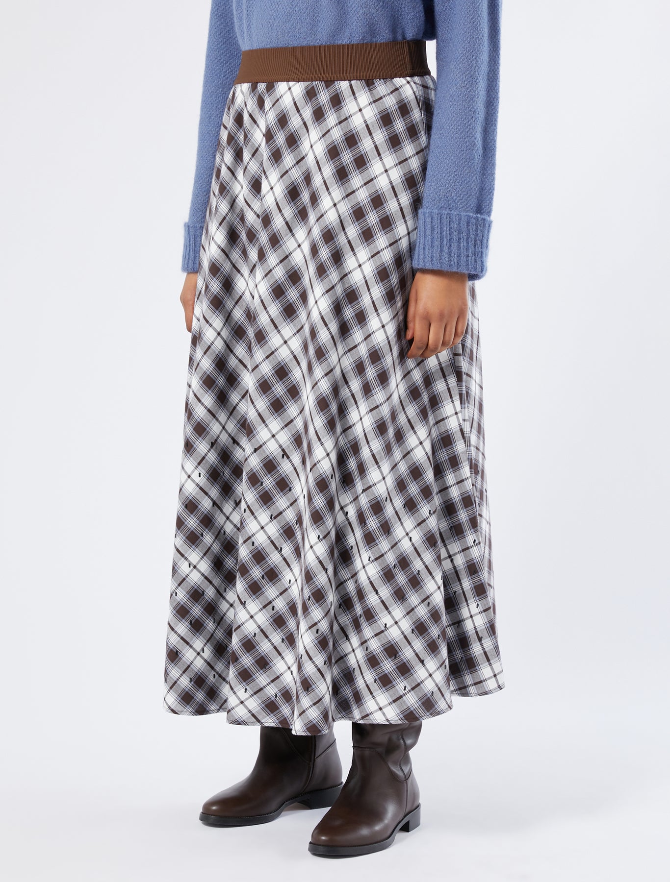 Long cotton skirt with rhinestones