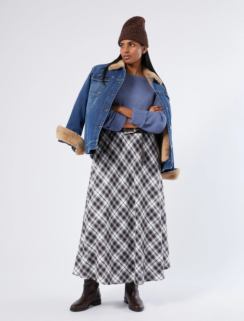 Long cotton skirt with rhinestones