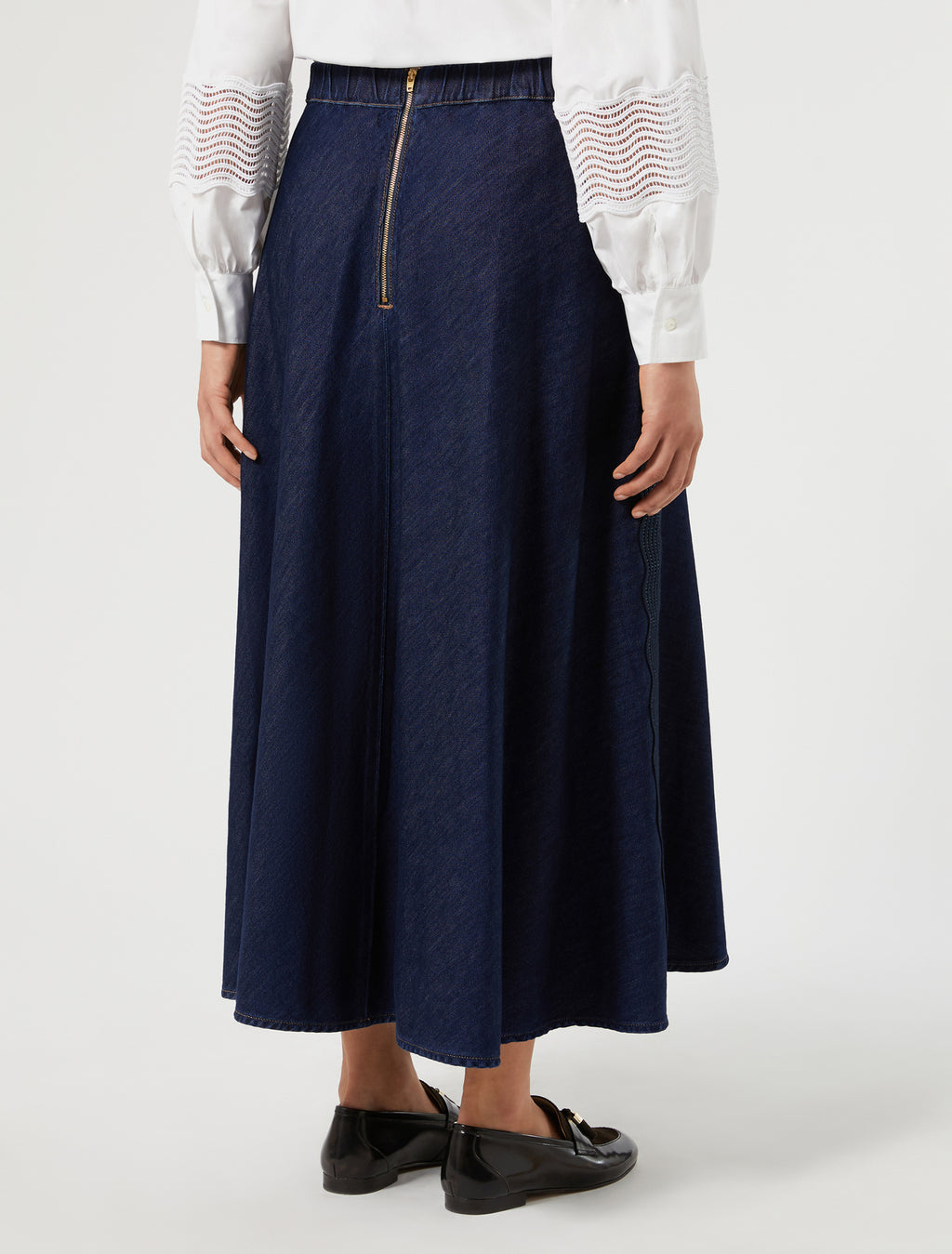 Marina Rinaldi embroidered denim skirt for woman