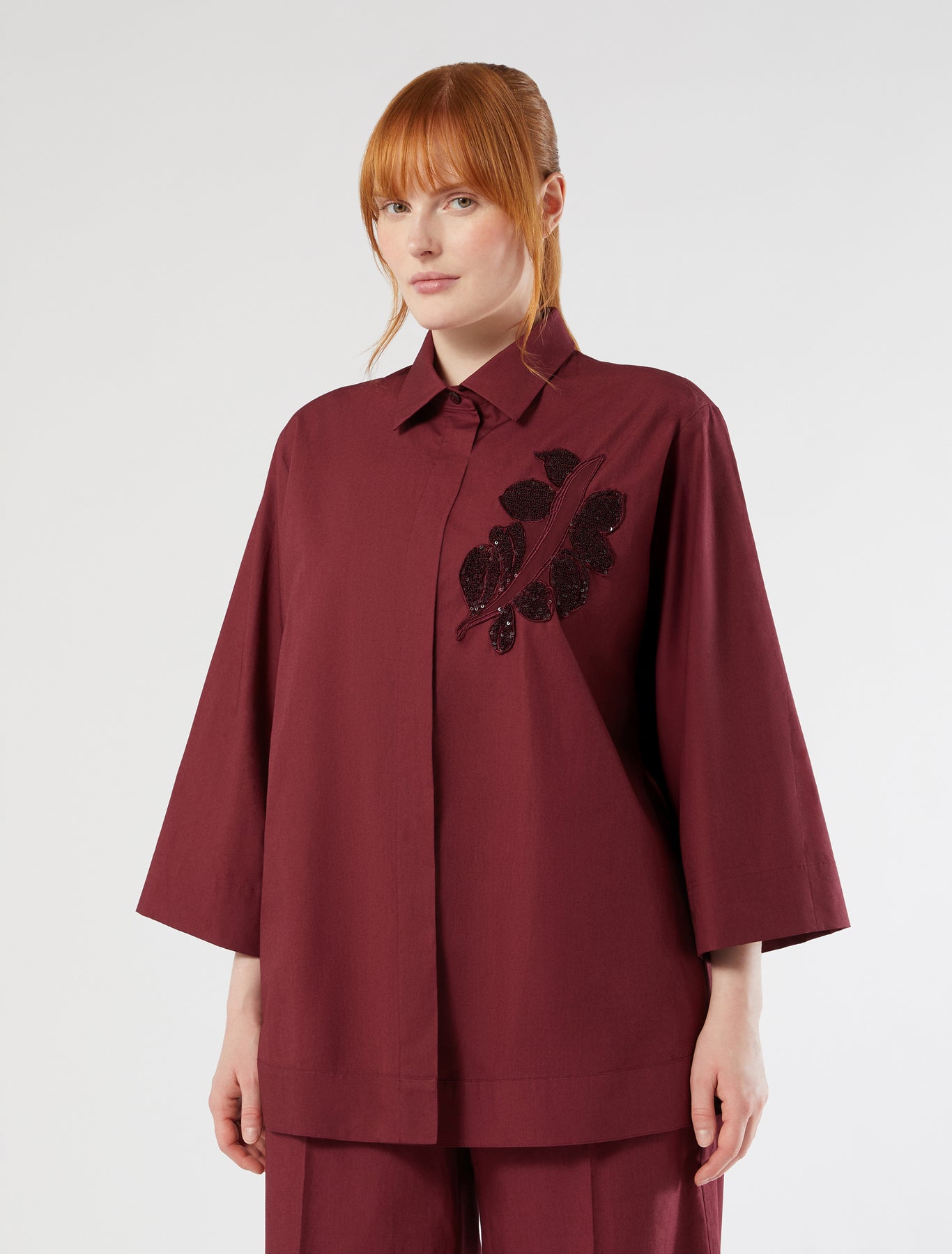 marina rinaldi embroidered poplin shirt for woman