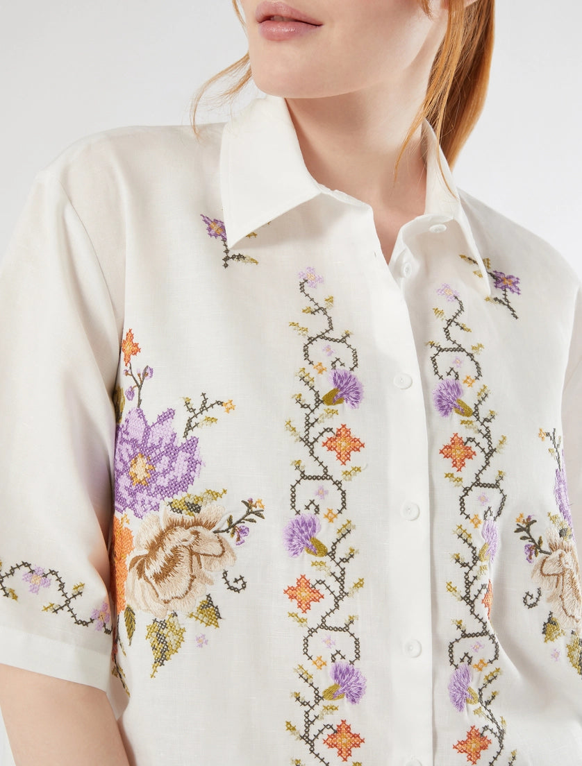 marina rinaldi embroidered cotton canvas shirt for woman