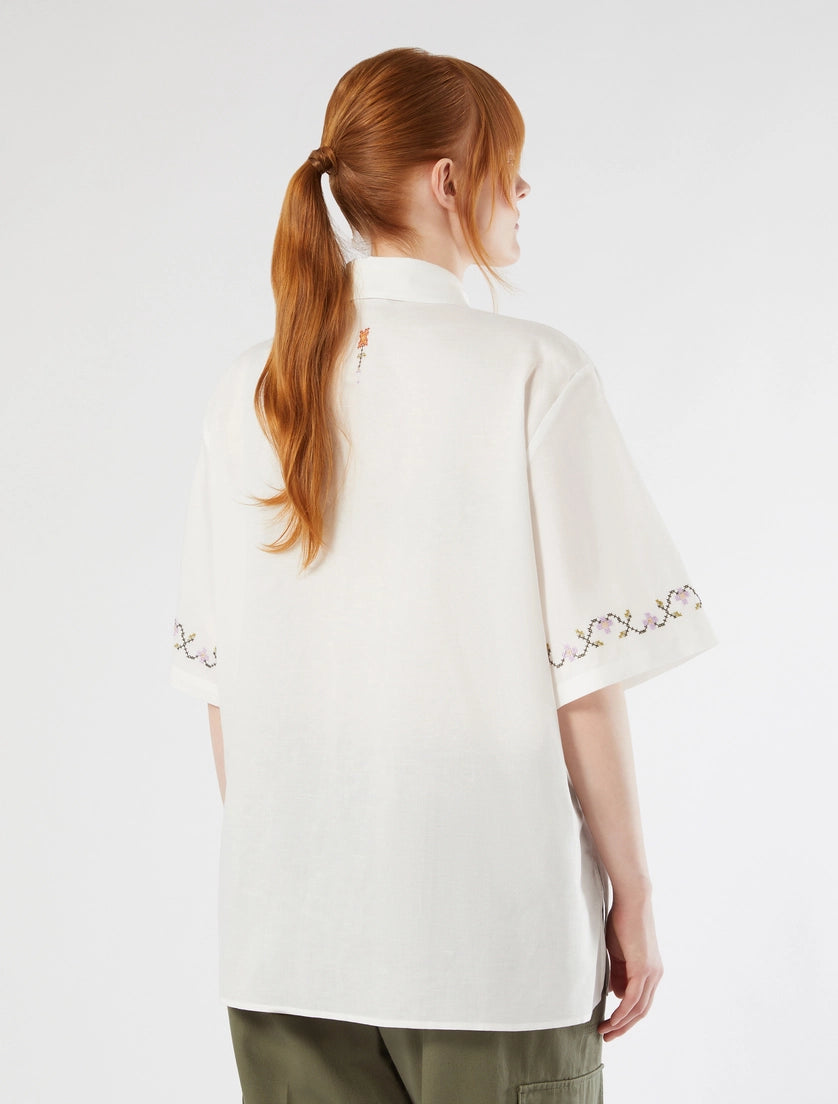 marina rinaldi embroidered cotton canvas shirt for woman