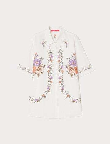 marina rinaldi embroidered cotton canvas shirt for woman