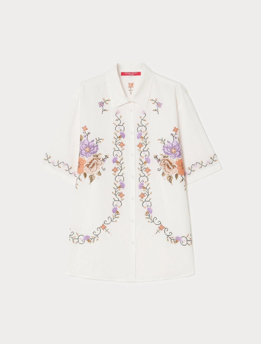 marina rinaldi embroidered cotton canvas shirt for woman