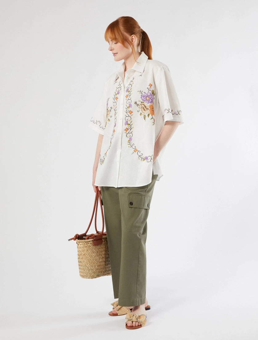 marina rinaldi embroidered cotton canvas shirt for woman