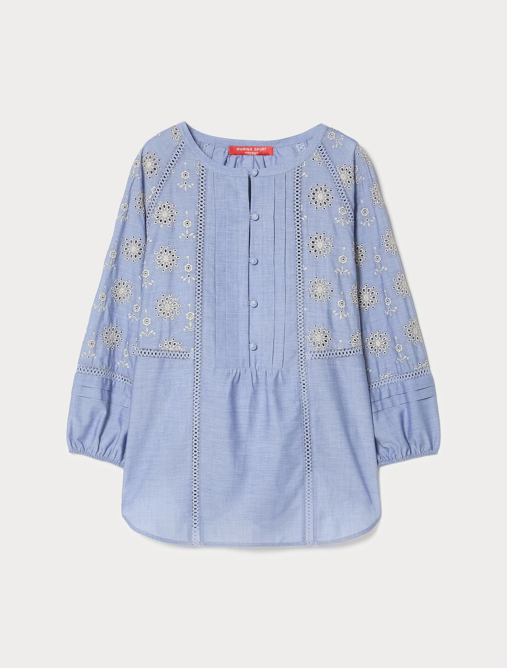 marina rinaldi chambray cotton shirt with embroidery for woman