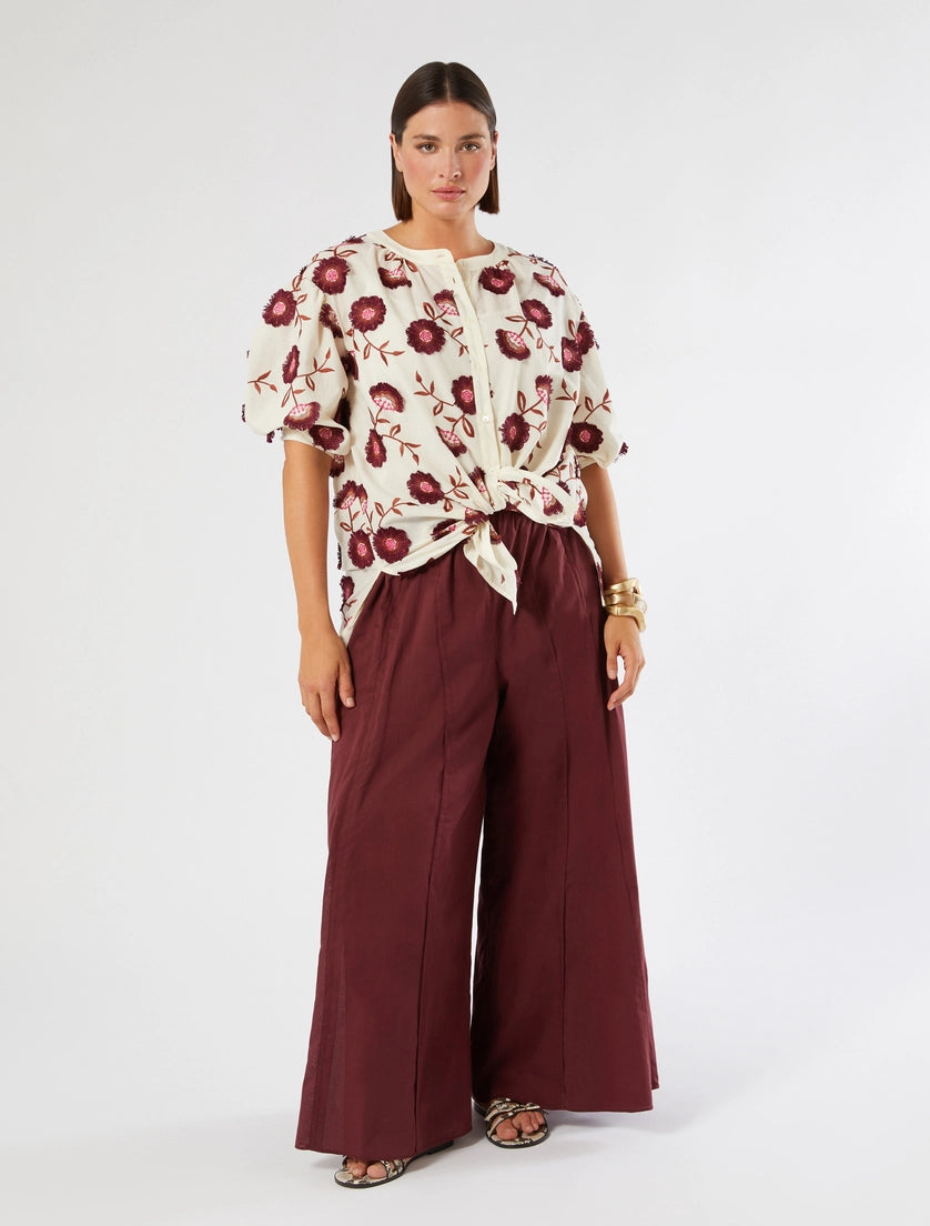 marina rinaldi cotton muslin trousers for woman