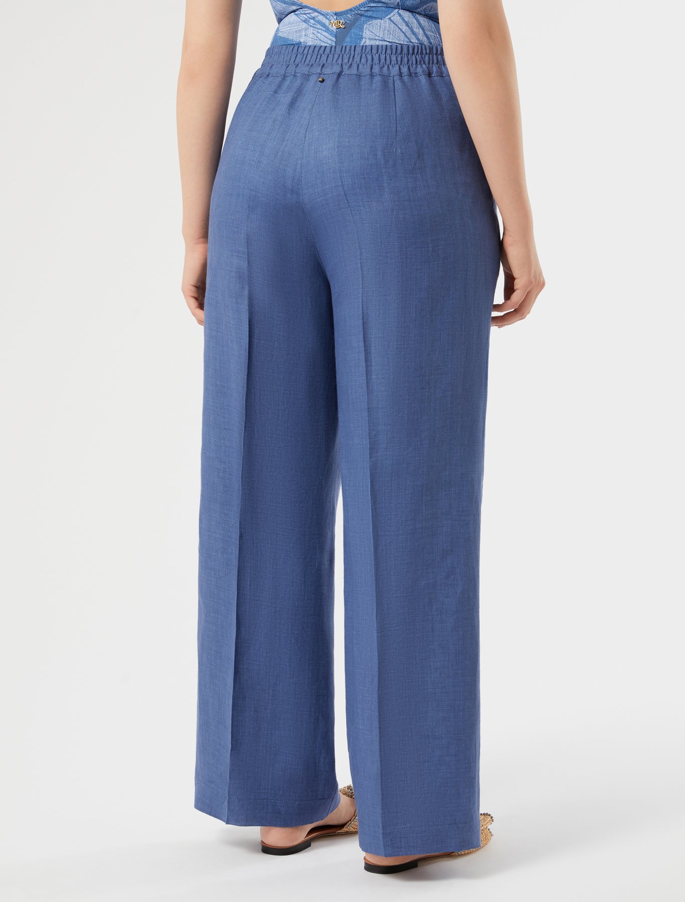 marina rinaldi linen canvas trousers for woman