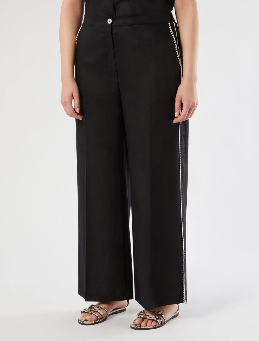 marina rinaldi linen canvas trousers for woman