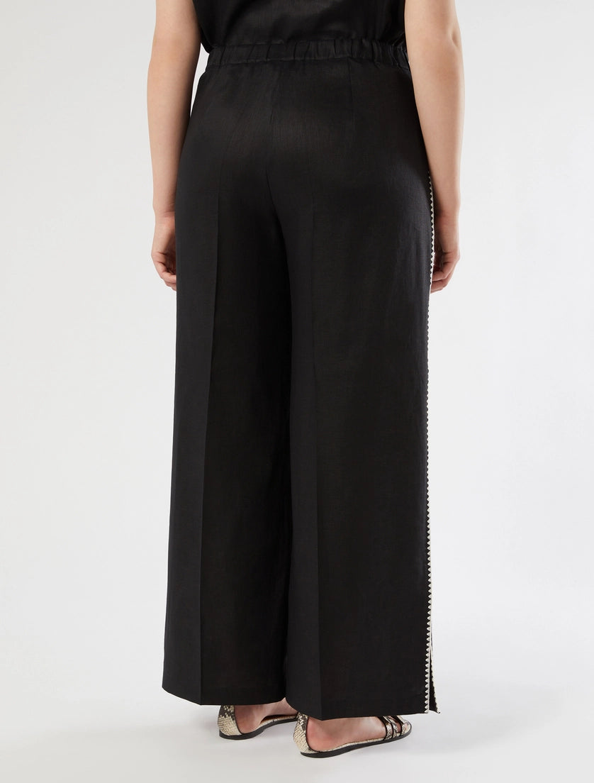 marina rinaldi linen canvas trousers for woman
