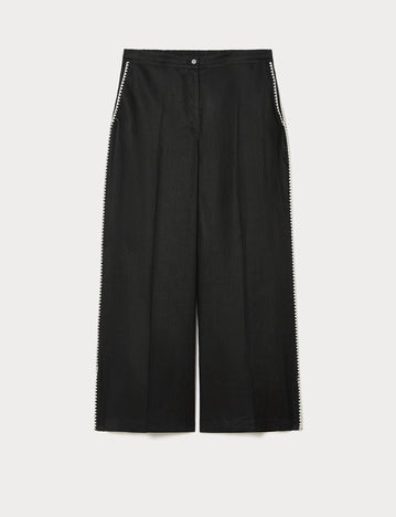 marina rinaldi linen canvas trousers for woman