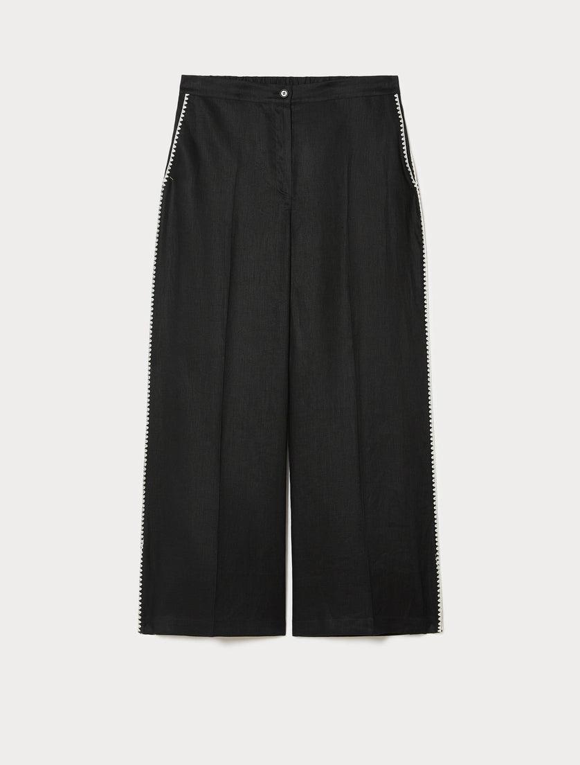 marina rinaldi linen canvas trousers for woman